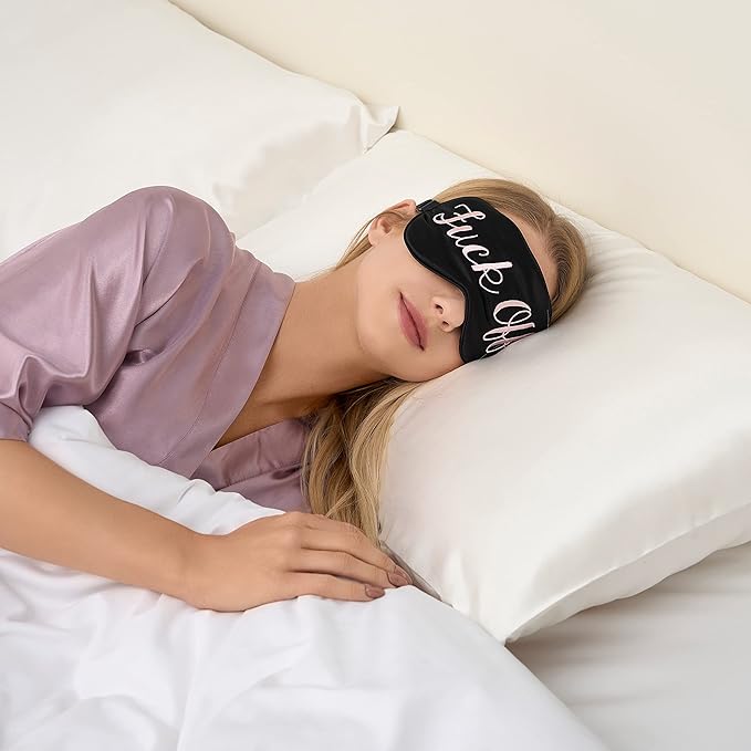 Coucoland 100% Mulberry Silk Funny Sleeping Eye Mask Cover Blindfold for Sleep Adjustable Head Straps with Two Ear Plugs