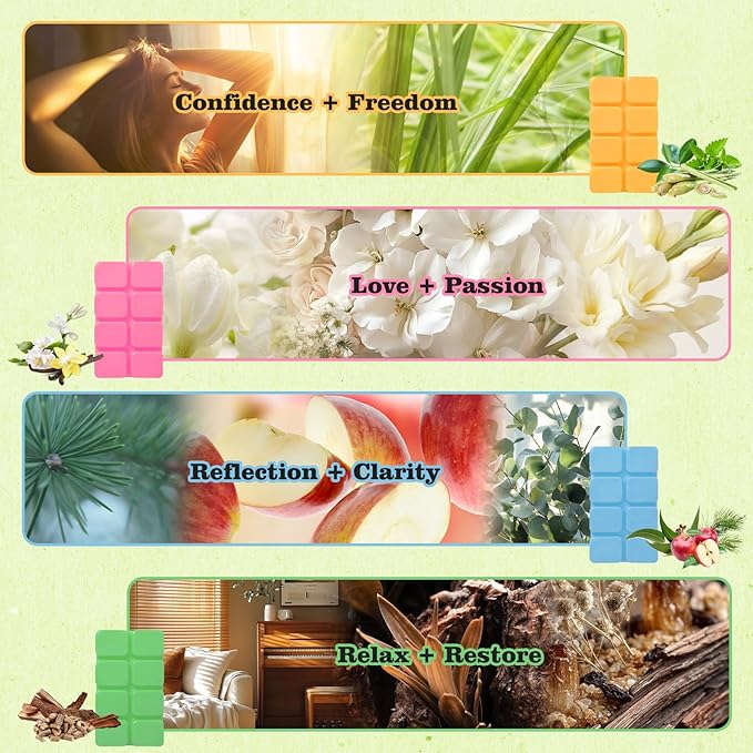 SCENTORINI Wax Melts, Wax Cubes Strong Scent, Long-Lasting Candle Wax for Healing Calming Relax, Scented Soy Wax Melts for Warmer, 2.5oz*4 Pack, Home Fragrances and Decoration