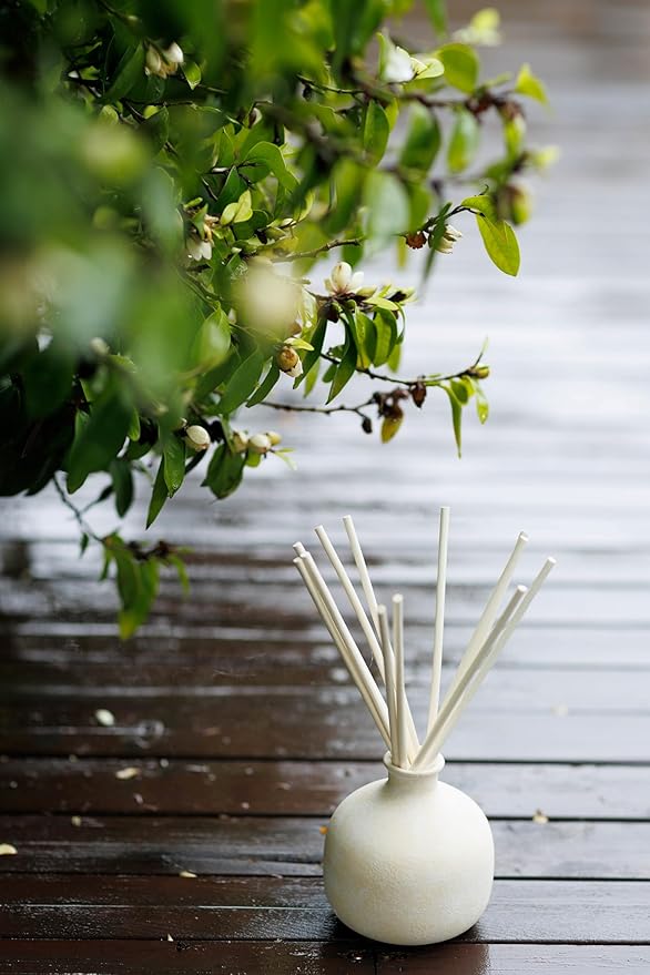 Blueme Happiness Wellness Diffuser Oil Refill | Yuzu & Ginger | 16.91 Fl Oz - Refillable Diffuser, Essential Oils, Ceramic, Rattan Reeds | Large