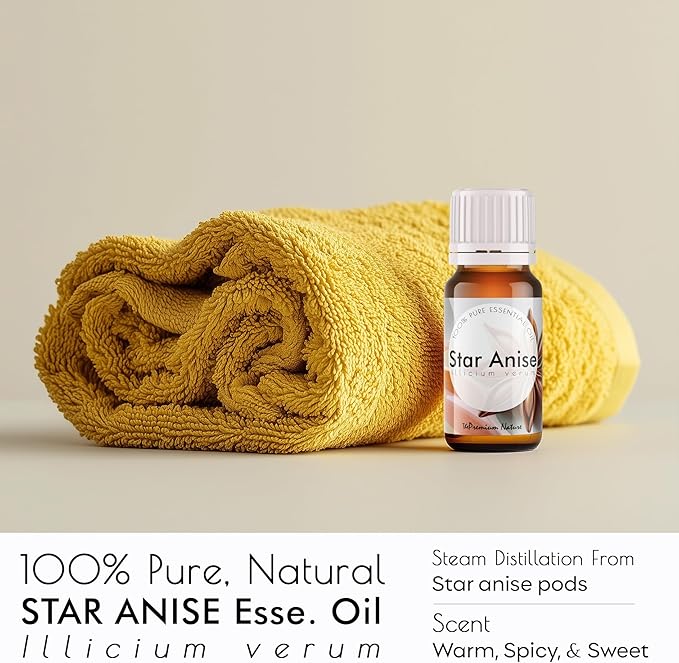 Star Anise Essential Oil | Sweet, Licorice-Like Aroma | 100% Pure & Natural | for Diffuser, Candle Making & DIY Aromatherapy Blends, 0.34 fl oz