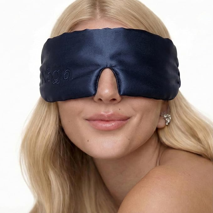 Nãgla. 30 Momme Mulberry Silk Sleep Mask - Luxury Silk Eye Mask, Lightweight & Breathable, Hypoallergenic, Oeko-TEX® Certified, Premium Gift Box (Navy Blue)