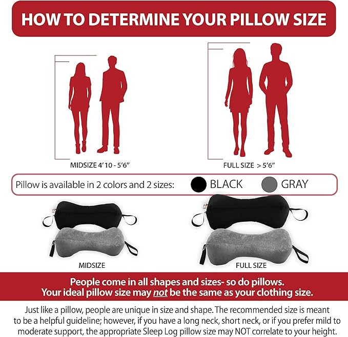 Core Products Sleep Log Bone Shaped Chiropractic Neck and Back Pillow for Cervical Support, Adjustable Firmness, Midsize - Travel or Use at Home, 13" x 6" x 6", 60" Strap