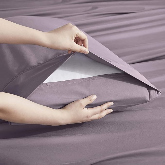 Nestl Extra Deep Full Sheet Set - 6 Piece Breathable & Cooling Sheets - Hotel Luxury Bedding Set w/18-24 Inch Deep Pockets - Easy & Secure Fit - Super Soft, Wrinkle Free & Comfy - Dusty Purple