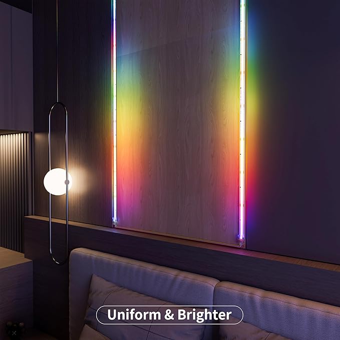 MIWISE RGB Smart IC COB LED Strip Light,20ft Color Chasing Flexible DC24V LED Tape Light,WS2811 Addressable RGB Ribbon,for Party/Home/Office DIY Lighting Projects(Power Supply&Controller NOT Included)