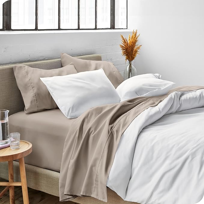 Bare Home King Sheet Set - 1800 Ultra-Soft Microfiber King Bed Sheets - Double Brushed - Deep Pockets - Easy Fit - 4 Piece Set - Bedding Sheets & Pillowcases (King, Khaki)