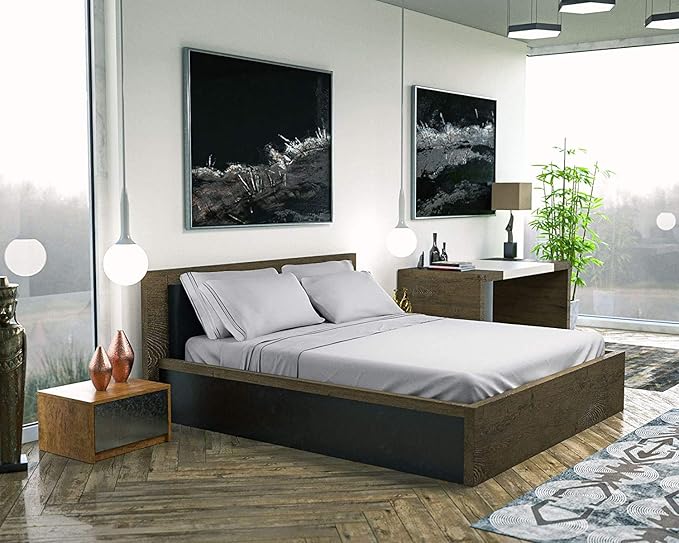 DREAMCARE California King Sheet Sets - 6 pcs Breathable Cooling Bed Sheets - up to 15" Deep California King Sheets with Side Pockets -Extra Soft 100% Brushed Hypoallergenic Hotel Luxury Bedding L-Gray