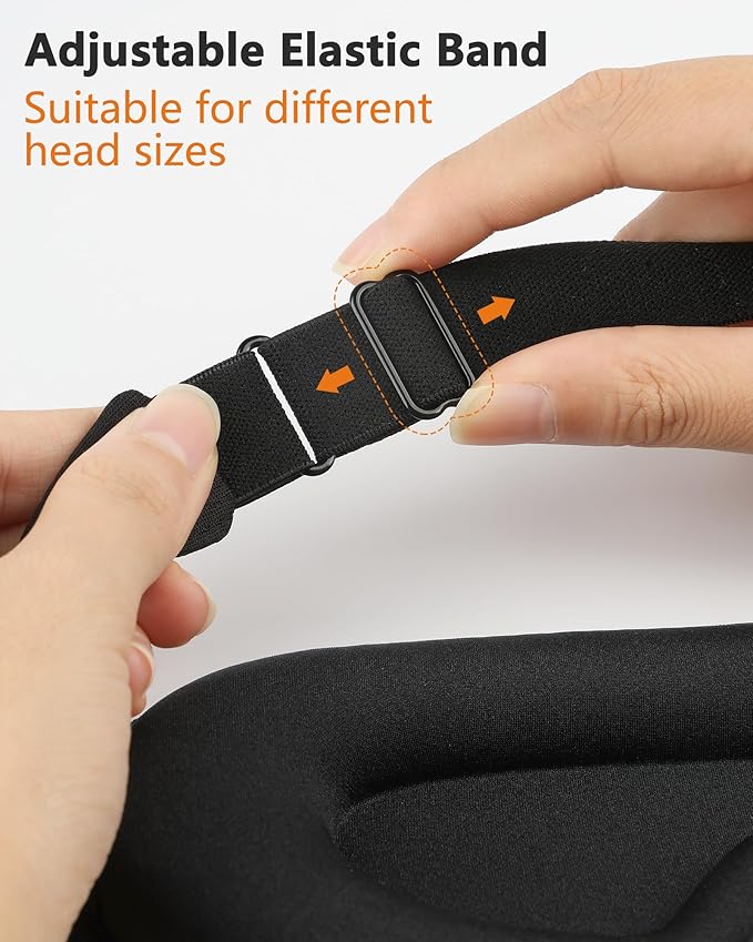 Sleep Mask for Side Sleeper Men Women, 100% Blackout Sleep Mask, Zero Eye Pressure 3D Sleeping Mask, Ergonomic Design and Breathable, Suitable for Travel Yoga, Black