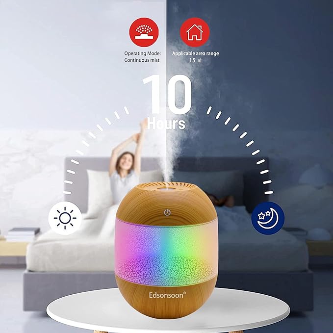 Volcano Flame Essential Oil Diffuser, Ultrasonic Aroma Diffuser with Multi Color LED Light, Wood Grain USB Cool Mist Humidifier, Silent Aromatherapy for Home & Office Gift