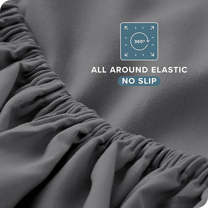 Bare Home Split California King Sheet Set - 1800 Ultra-Soft Microfiber Bed Sheets - Double Brushed - Deep Pockets - Easy Fit - 5 Piece Set - Bed Sheets (Split Cal King, Grey)