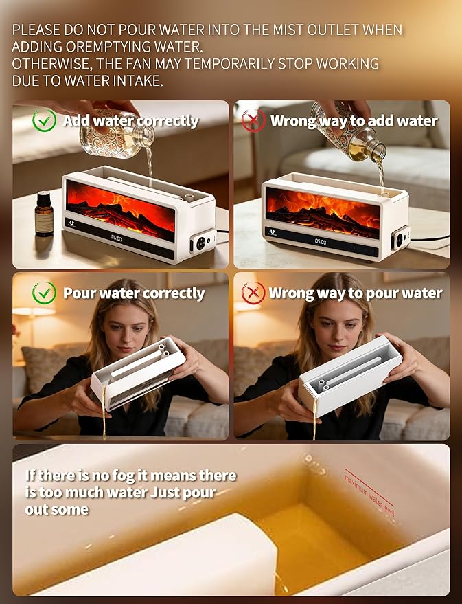 Essential Oil Diffuser, 250Ml Aromatherapy Diffuser with Realistic Flame Effect, 7 Color LED Lights, Remote Control, Quiet Mist for Bedroom Home Office(White)