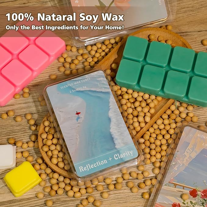 SCENTORINI Wax Melts, Wax Cubes Strong Scent, Long-Lasting Candle Wax for Healing Calming Relax, Scented Soy Wax Melts for Warmer, 2.5oz*4 Pack, Home Fragrances and Decoration