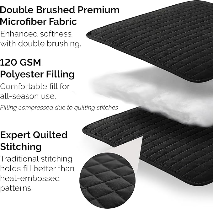 Southshore Fine Living, Inc. Twin XL Quilt Bedding Set, Dorm Room Bedding Essentials, Stain Resistant, Machine Washable Bedspread, XL/Twin Black Quilt Comforter Set/Bedspread with Pillow Sham, Black