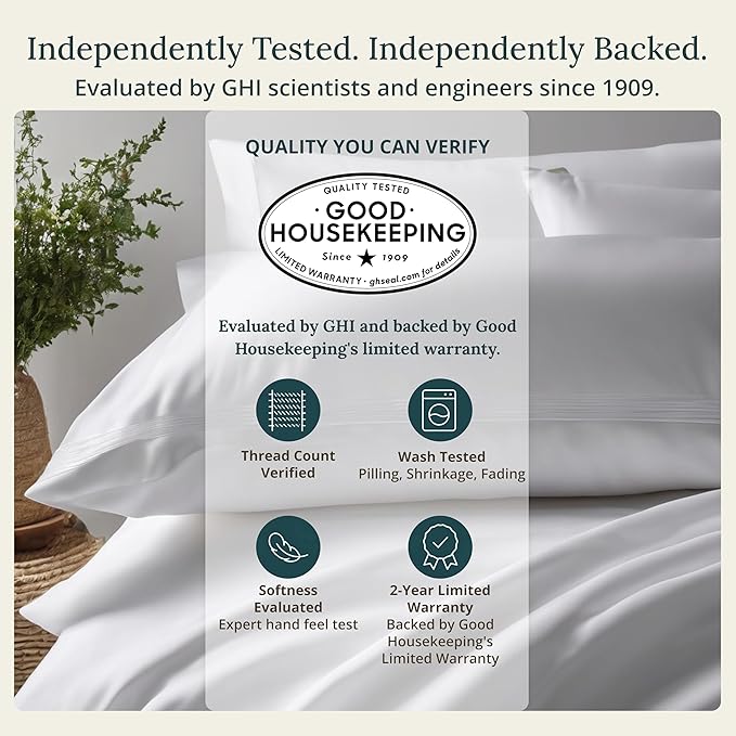 California Design Den Soft 100% Cotton Twin Sheet Set, 400 Thread Count Good Housekeeping Award Winner, Silky Smooth Sateen Weave, Breathable and Durable Cotton Bedding Set - Striped White