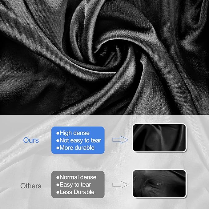 Satin Pillowcase for Contour Memory Foam Pillows, 24" x 14" x 5.1"/3.5" Cervical Pillow Case, Soft Pillow Cover for Sleeping Pillows (Black)