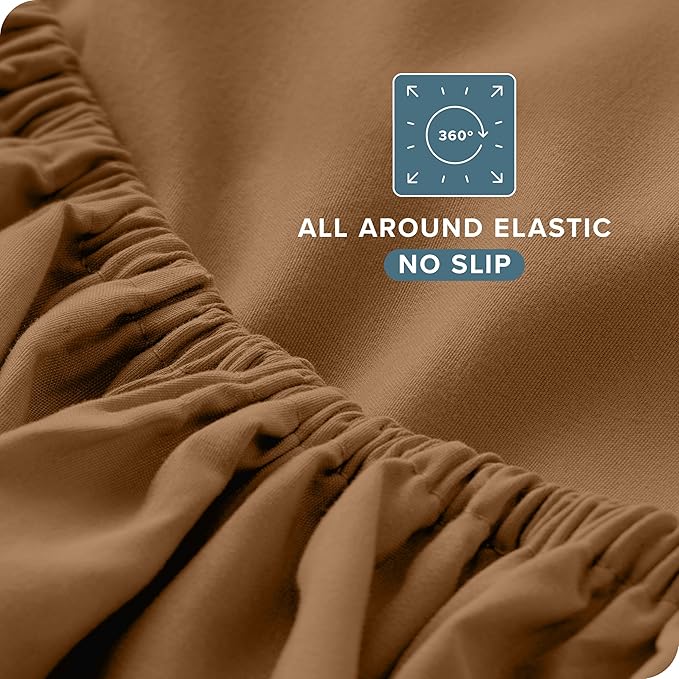 Bare Home Twin XL Sheet Set - 1800 Ultra-Soft Microfiber Twin Extra Long Bed Sheets - Double Brushed - Deep Pockets - Easy Fit - 3 Piece Set - Bedding Sheets & Pillowcases (Twin XL, Caramel)