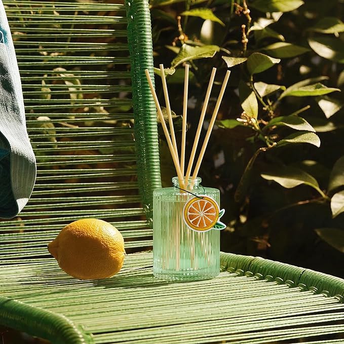 COCORRÍNA Reed Diffuser Set, 6.09 fl oz Sage&Citrus Oil Diffuser with 8 Reed Sticks & Fruit Charm, Long-Lasting Home Fragrance for Bathroom Bedroom Office