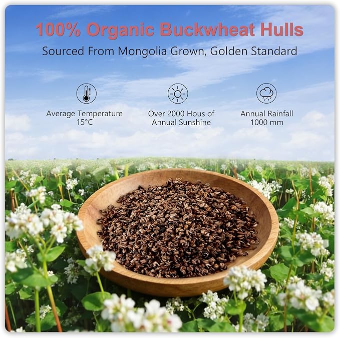 MIOTO Organic Buckwheat Pillow for Sleeping with Dual-Layer Pillowcase and Extra Tartary Buckwheat Hulls, Adjust Height and Firmness, Neck Support Pillow for Back and Side Sleepers 14"x20", Pink