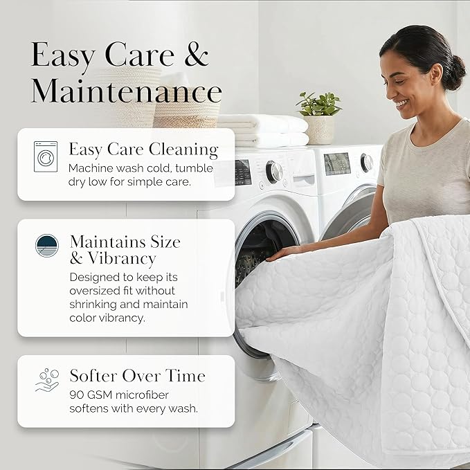 Southshore Fine Living, Inc. King Size White Quilt Bedding Set with 2 Pillow Shams, Quilted Summer Comforter, King Size, Light Weight Bedspread, California/King Quilt Coverlet, Bright White