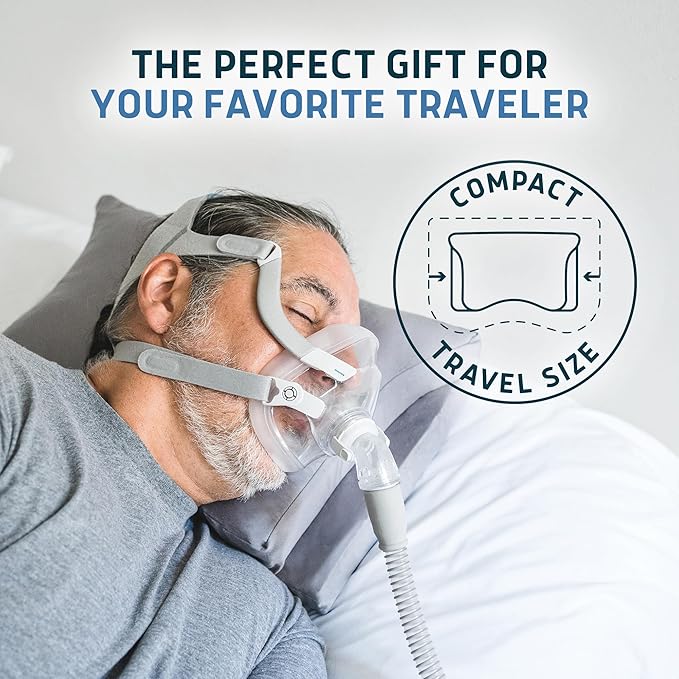 Lunderg Travel-Size Parkin CPAP Pillow for Side & Back Sleepers - Down Alternative with Adjustable Filling, 100% Cotton Case & Travel Bag Included - Reduce Mask Leaks & Pressure - Works with All Masks