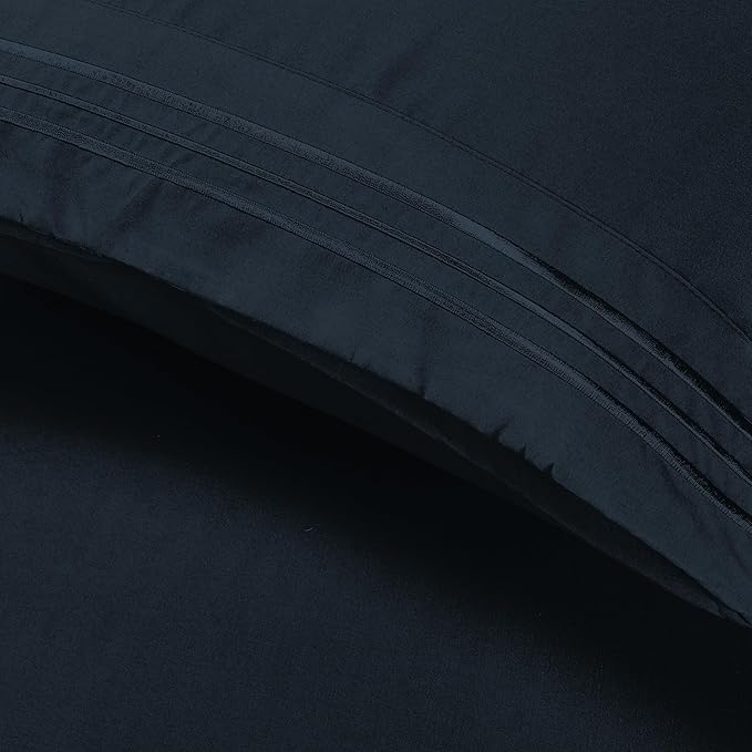 Elegant Comfort Luxury Ultra-Soft 2-Piece Pillowcase Set - 1500 Premium Hotel Quality Microfiber Double Brushed - Wrinkle Resistant, Standard/Queen, Black
