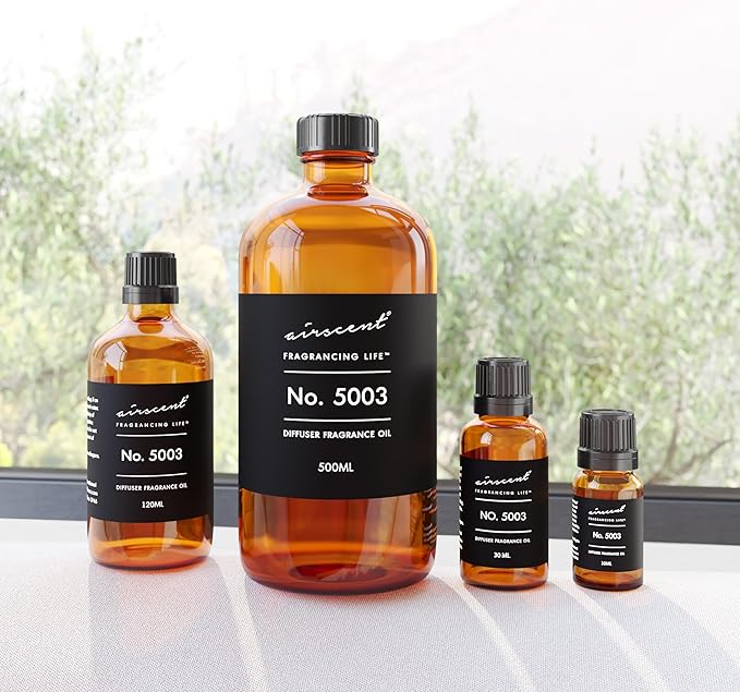 AirScent Coco-Inspired Diffuser Oil - No. 5003 Perfume Dupe - Premium Fragrance Oil Blend for Ultrasonic and Waterless Diffusers and Crafting - 120 ml, 4 fl oz Glass Bottle with Dropper