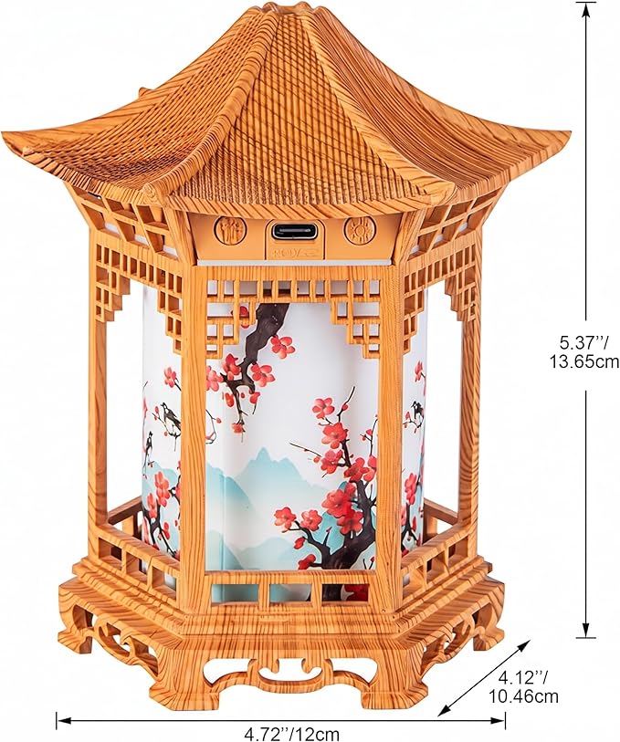 Aroma Diffuser, Lantern Diffuser & Chinese Lamp Night Light - 160ml Essential Oil Diffusers with Dual Mist Modes, Dual Color Temp, Shallow Wood Grain for Home Bedroom Office, Khaki