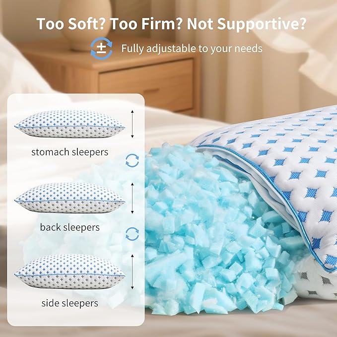 Memory Foam Pillow – Adjustable Loft Cooling Pillow King Size 1 Pack for Sleeping, Firm, Supportive, and Breathable Design for Hot, Side, Back, and Stomach Sleepers