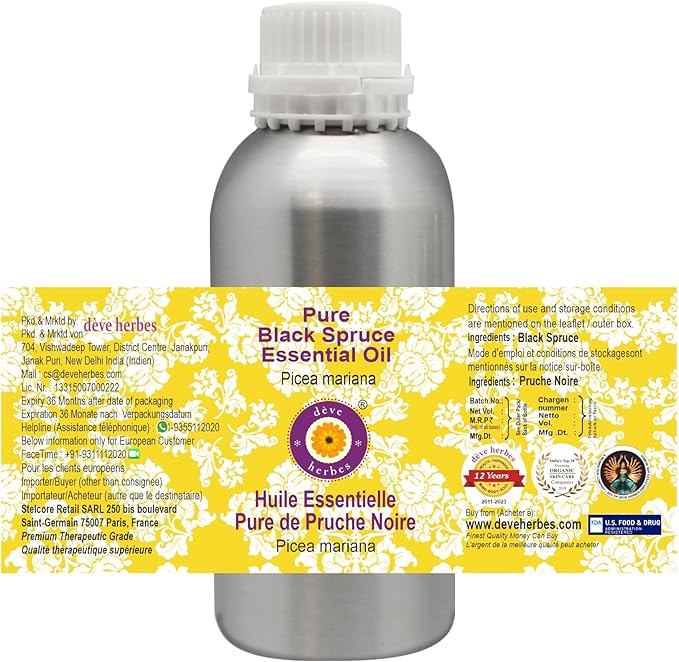 Deve Herbes Pure Black Spruce Essential Oil (Picea Mariana) Steam Distilled 1250ml (42 oz)