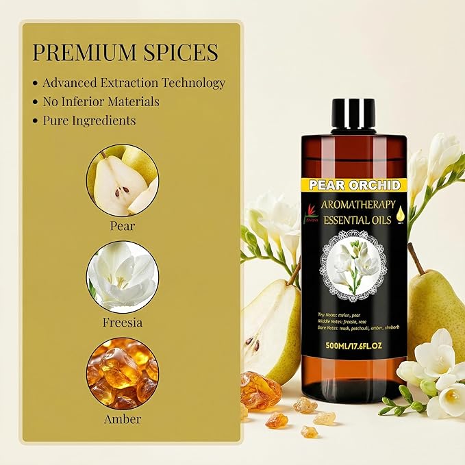 Essential Oils Diffuser Oil Refill 17.6fl.oz Large Volume Plant-Based Formula Aromatherapy Oil Air Refreshing Odor Reducing Long Lasting Scent Home Hotel Office Use Elitzia ET500EO2