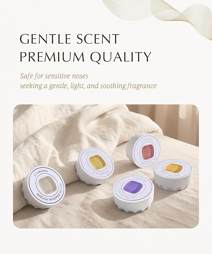 Waterless Essential Oil Diffuser (Relaxation Set) - Calm, Cozy & Dream Whisper (Gentle Scent) - Quiet, Adjustable Scent & Nightlight, Cordless, Rechargeable Battery (200 sqft Small Room)
