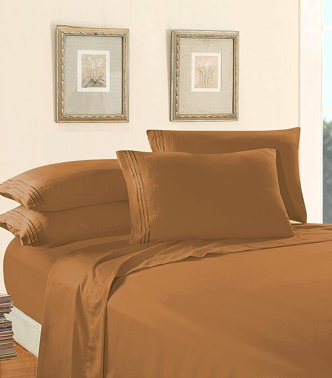 Elegant Comfort Luxury Soft 1500 Premier Egyptian 4-Piece Premium Hotel Quality Wrinkle Resistant Coziest Bedding Set, All Around Elastic Fitted Sheet, Deep Pocket up to 16inch, Full, Bronze