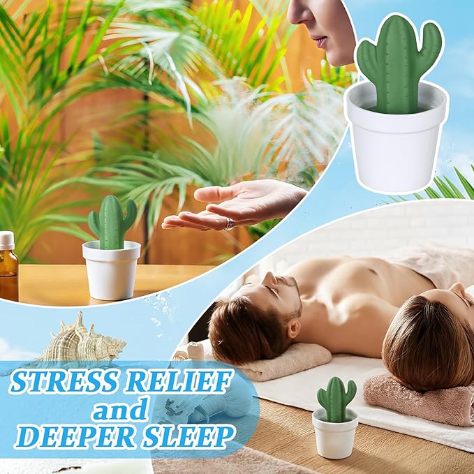 Honeydak Cactus Passive Essential Oil Diffuser Gifts, Summer Cactus Decor Ceramic Diffuser for Home Bedroom Bathroom Office Holiday Summer Decorations