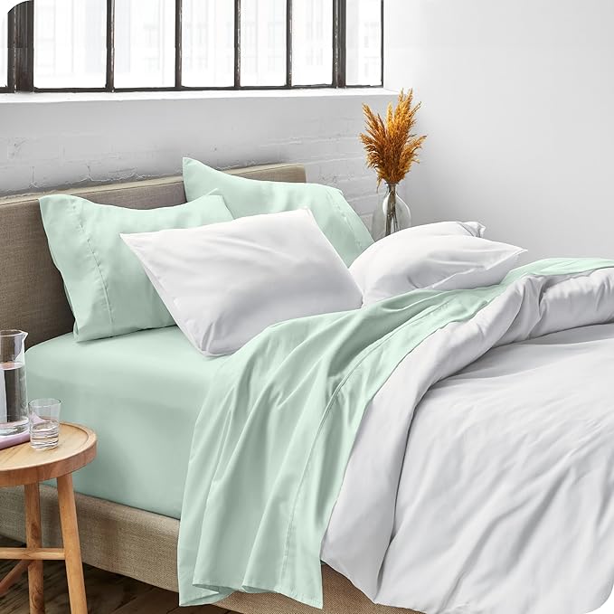 Bare Home Queen Sheet Set - 1800 Ultra-Soft Microfiber Queen Bed Sheets - Double Brushed - Deep Pockets - Easy Fit - 4 Piece Set - Bedding Sheets & Pillowcases (Queen, Spring Mint)