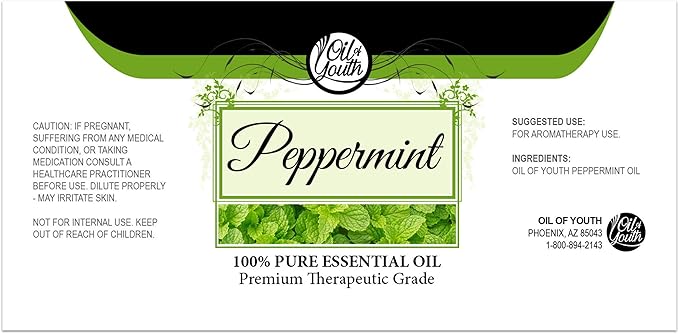 Oil of Youth Pure Peppermint Essential Oil 16 oz Big Bottle for Spray, Diffuser, Cleaning, Hair, and Massage
