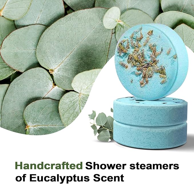 SWCANDY Shower Steamers Aromatherapy Birthday Gifts for Women Travel Essentials, 8 Pcs Eucalyptus, Bath Bombs Shower Bombs with Natural Essential Oils, Relaxation Home SPA