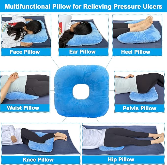 Donut Pillow Hemorrhoid Cushion for Tailbone Pain Relief, Medical Anti-Bedsore Seat Cushion for Pressure Sores, Bedsores, Pregnancy, Disabled & Paralyzed, Butt Pillow with Removable Cover
