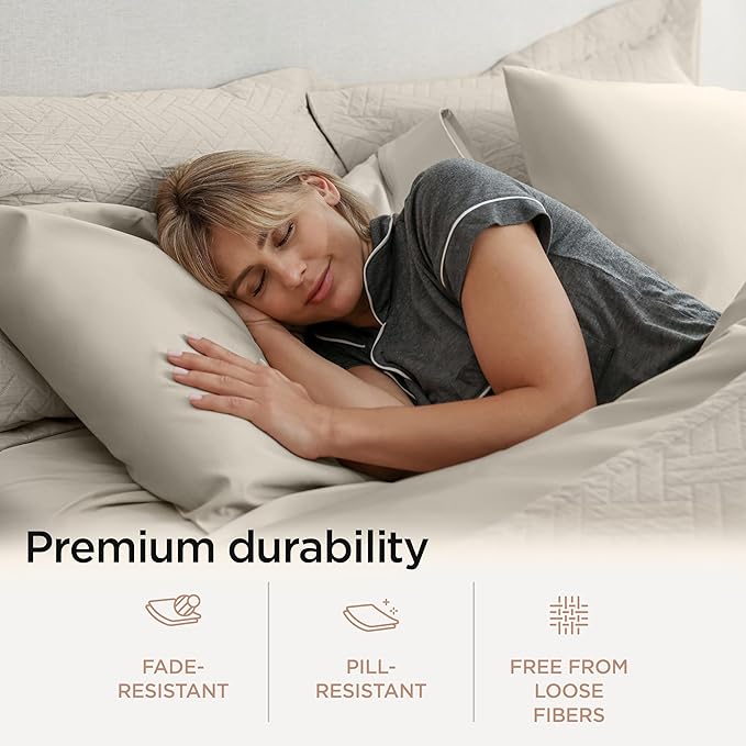 Threadmill Luxury King Size Pillow Cases 2 Piece Set| 800 Thread Count Sateen Weave | 100% Cotton Pillow Covers | Extra Long Staple Cotton | Comfortable Taupe Pillow Protectors