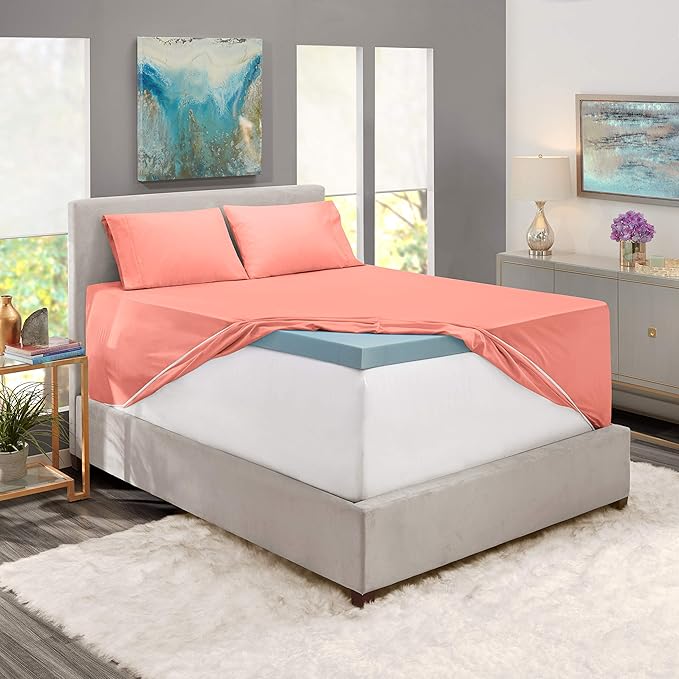 Hearth & Harbor Extra Deep Pocket Sheets - Fits Mattress 18-24 Inches Deep - Extra Deep Pocket Full Size Sets - 6 Piece Full Size - Full - Misty Rose