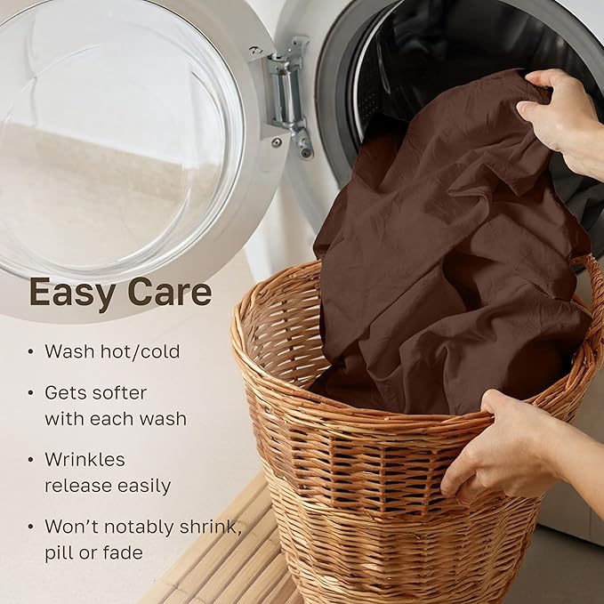 California Design Den Soft 100% Cotton Bed Sheets Full Size Set, 400 Thread Count Good Housekeeping Award Winner, Silky Smooth Sateen, Deep Pocket Full Bed Sheet Set - Espresso Chocolate Brown