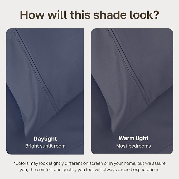 California Design Den Soft 100% Cotton Full Size Bed Sheets Set, 400 TC Good Housekeeping Award Winner, Smooth Sateen Finish with Deep Pockets, Cozy and Durable Full Bedding Set - Indigo Dusty Blue