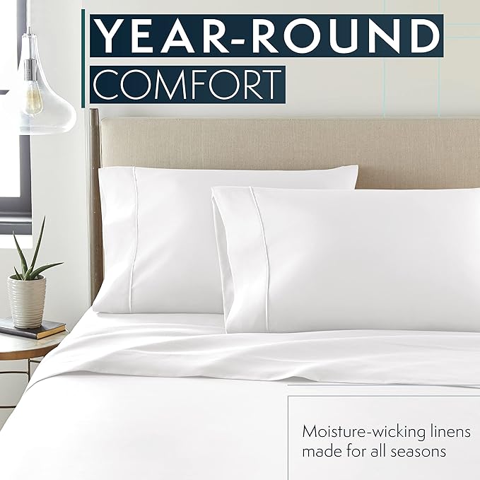 HC COLLECTION Bed Sheets Set, Hotel Luxury Platinum Collection 1800 Series Bedding Set, Deep Pockets, Wrinkle & Fade Resistant, Hypoallergenic Sheet & Pillow Case Set (Queen, White) (Pack of 2)
