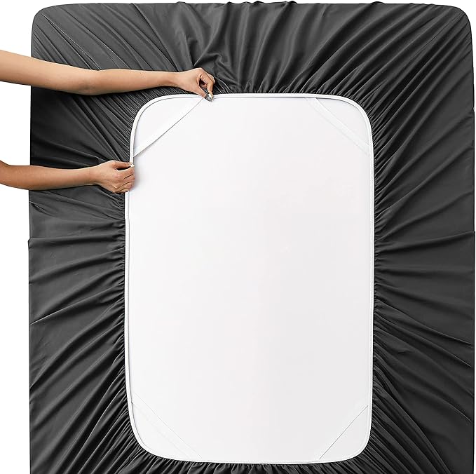 Manyshofu Extra Deep Pocket Queen Sheet Sets - Hotel Luxury 1800 Thread Count Sheets & Pillowcases - Microfiber Bed Set up to 24" Mattress - Charcoal Grey Bed Sheets 18-24 Inch Deep Pockets - 4 Piece