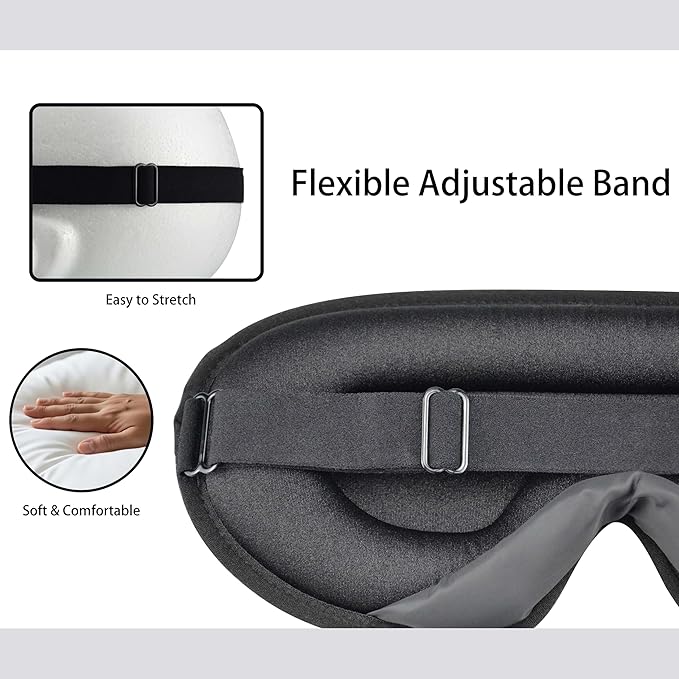 3D Mesh Breathable Sleep Eye Mask, Light Blocking Eye Mask, Zero Pressure Eye Mask, Soft Eye Cover, Comfort Blindfold, Travel Eye Mask, Night Sleep Mask, Gray