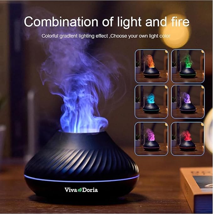 Viva Doria Volcano Diffuser, Fire Flame Diffuser, 130ml Aromatherapy Diffuser, Aroma Diffuser for Essential Oils