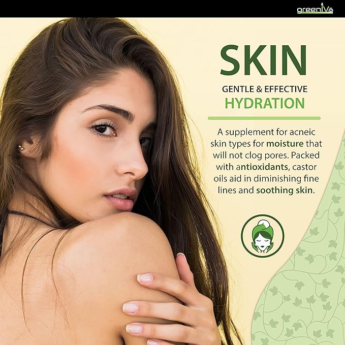 GreenIVe 100% Pure Castor Oil – Cold-Pressed, Hexane-Free – Hair, Eyebrows, Eyelashes, Skin Moisturizer, Castor Pack Wrap Oil GLASS Bottle (8 Fl Oz)