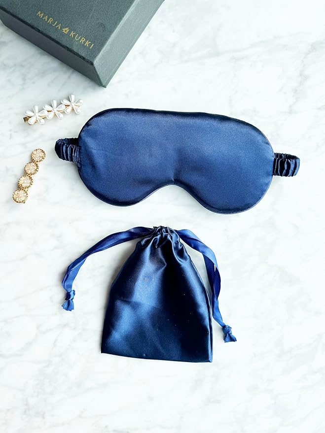 Silk Eye Mask for Sleeping - Satin Eye Cover with Silk Storage Bag Blue 3 Pcs Save 20%