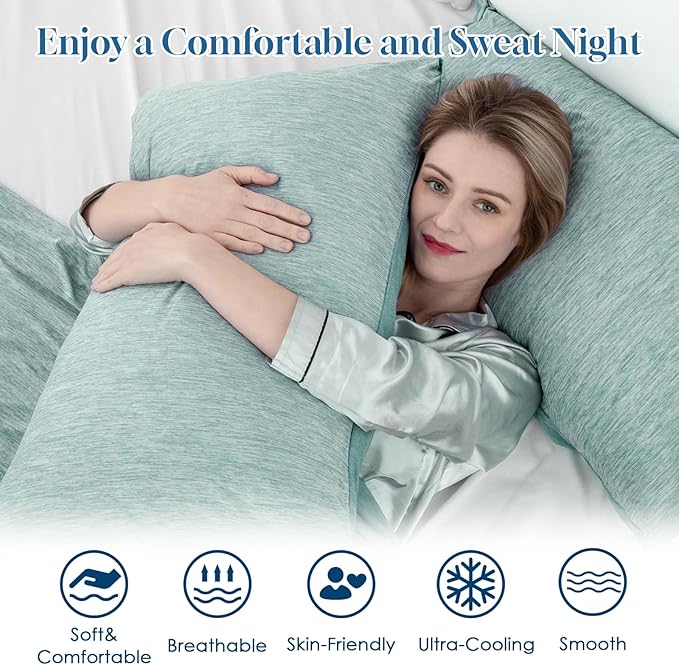 CHOSHOME Cooling Pillow Cases Zipper Pillow Covers Q-Max > 0.45 Zippered Pillowcases for Hot Sleepers, Soft, Breathable, Skin-Friendly, 2 Pack (King, 20"x36", Green)