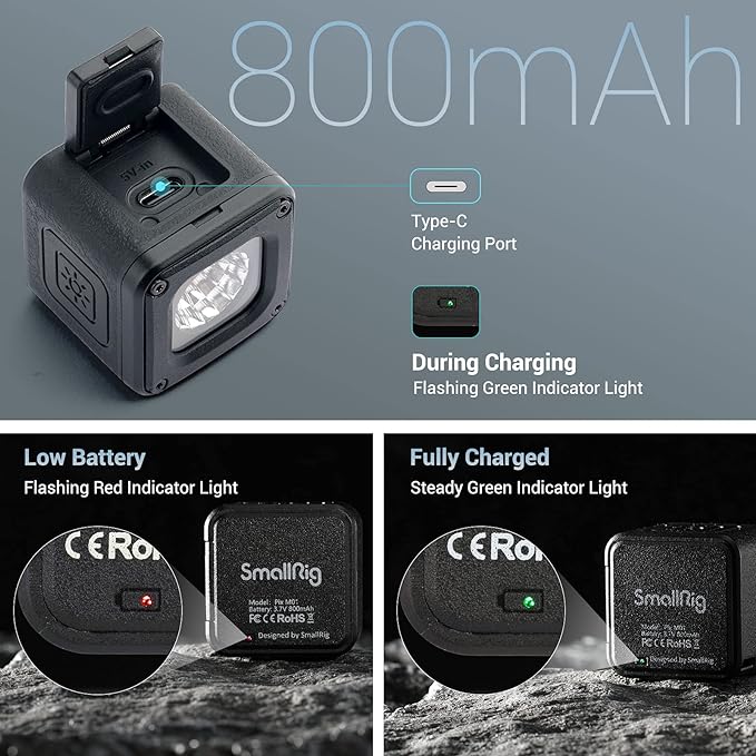 SmallRig RM01 Mini LED Video Light (3 Pack), Waterproof Portable Lighting Kit with Gels, Barndoor, Diffuser, Dimmable Fill Light 5600K CRI95, Lume Cube Camera Light for Stop Motion, Macro Photography