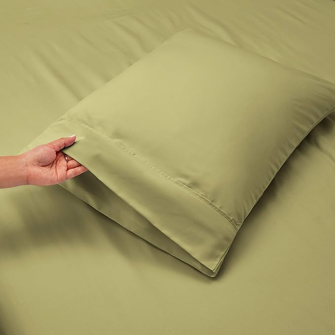 Nestl Full Size Sheet Set, 4 Piece Extra Deep Pocket (18-24 inches), Microfiber, Hotel Luxury, Soft, Breathable, Wrinkle-Free, Easy to Care, Sage Green