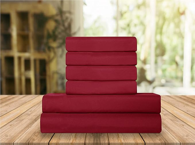 Elegant Comfort Luxury Soft Bed Sheets 1500 Premium Hotel Quality Microfiber Softness Wrinkle and Fade Resistant (4-Piece) Bedding Set, Twin/Twin XL, Burgundy Amaranth